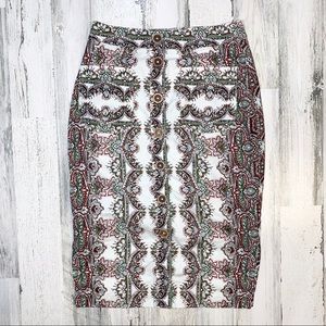 Maeve By Antro | Paisley Print Button Front Skirt